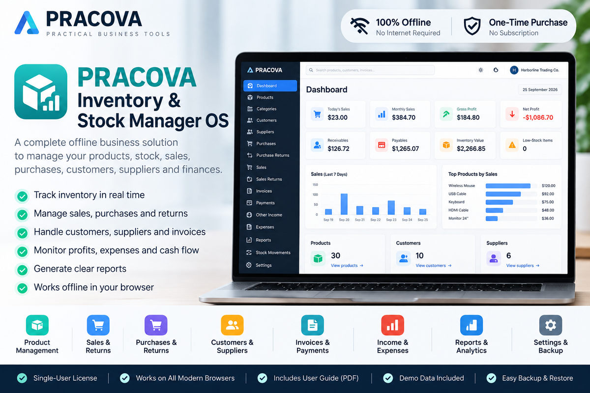 Inventory & Stock Manager OS — Offline Inventory Management App