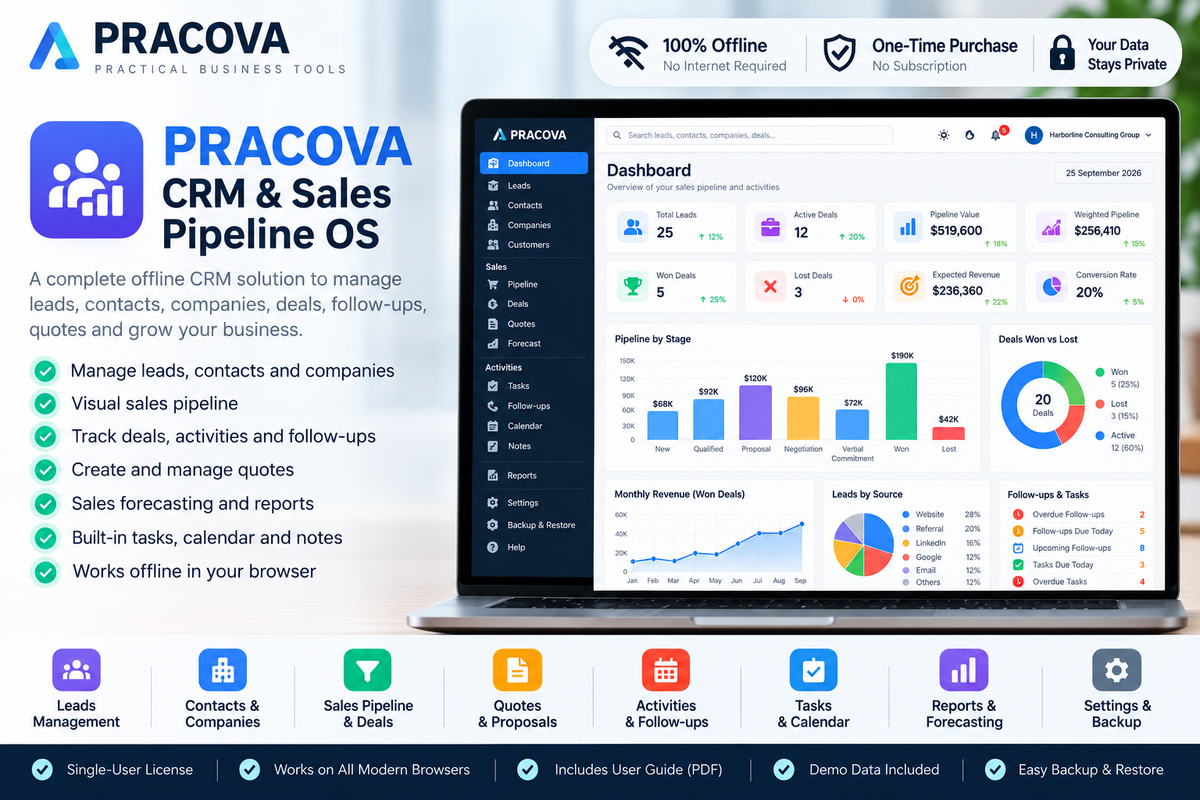 CRM & Sales Pipeline OS — Offline CRM & Sales Management App